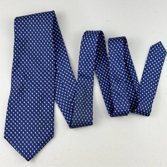 Brooks Basics Made In USA %100 Silk Mens Neckwear Blue Patterned Tie - Picture 1 of 6